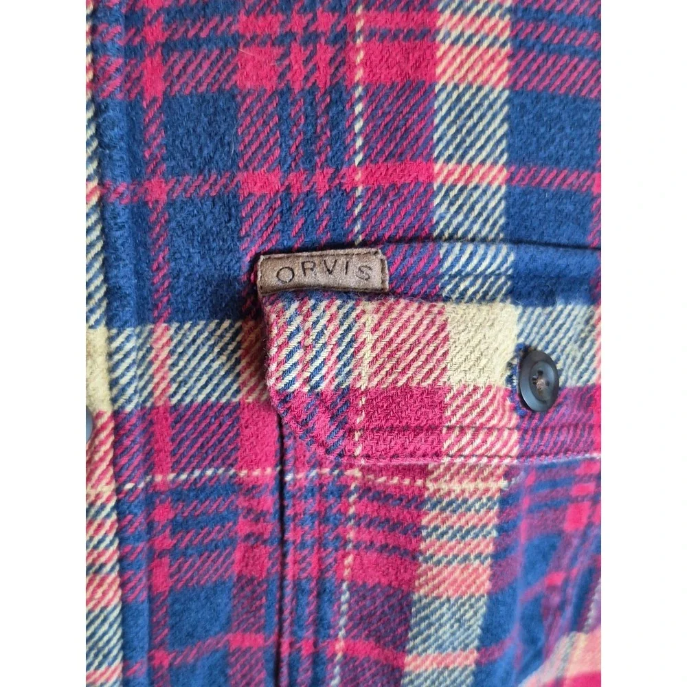 Orvis Mens Flannel Double Chest Pocket Shirt Jacket XL Multicolored Plaid